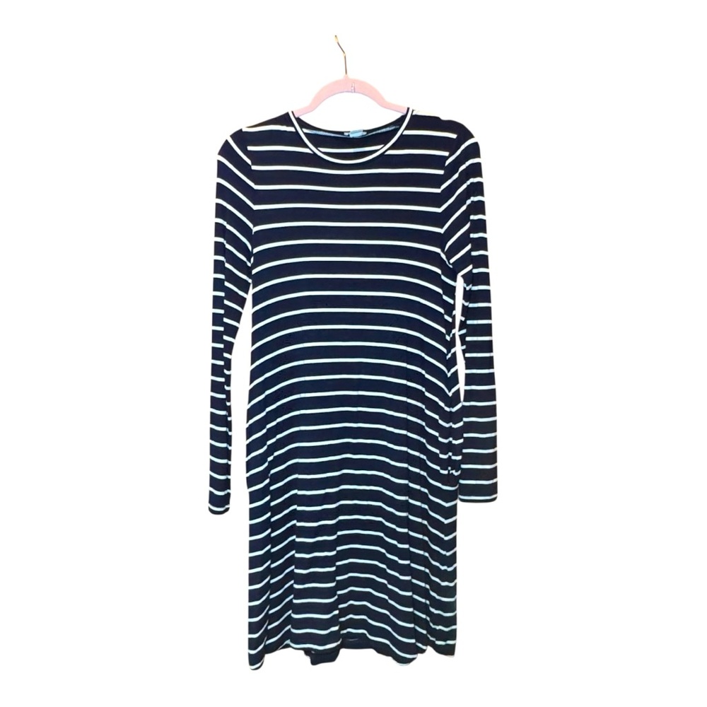 J. Crew Navy and White Nautical Striped Long Sleeve Dress XS